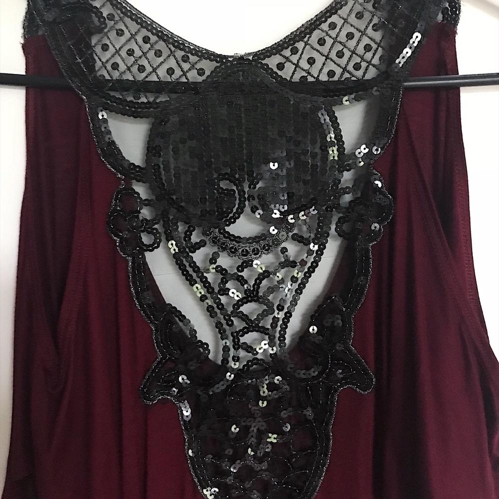 Burgundy Tunic with Intricate Backing